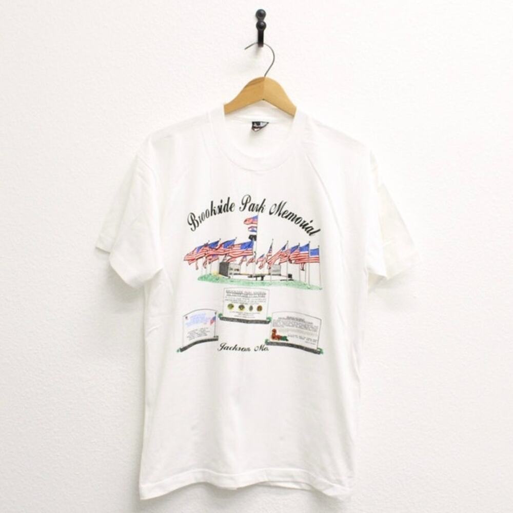 Vintage 80s Brookside Park Veterans Memorial White T Shirt Mens Large